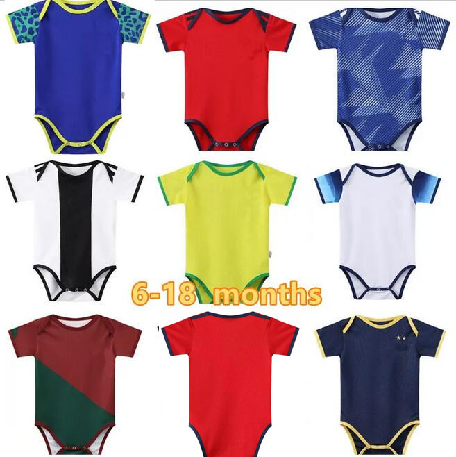 

Spains Baby soccer jerseys french 2022 23 national team 6-18 months baby crawling suit 2022 french football shirt