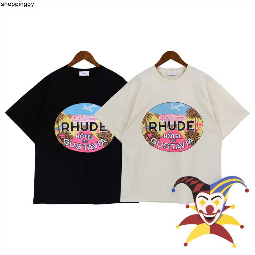 

T-shirts Quality Rhude Woman Cartoon Letter Print t Shirt Oversized Loose Top