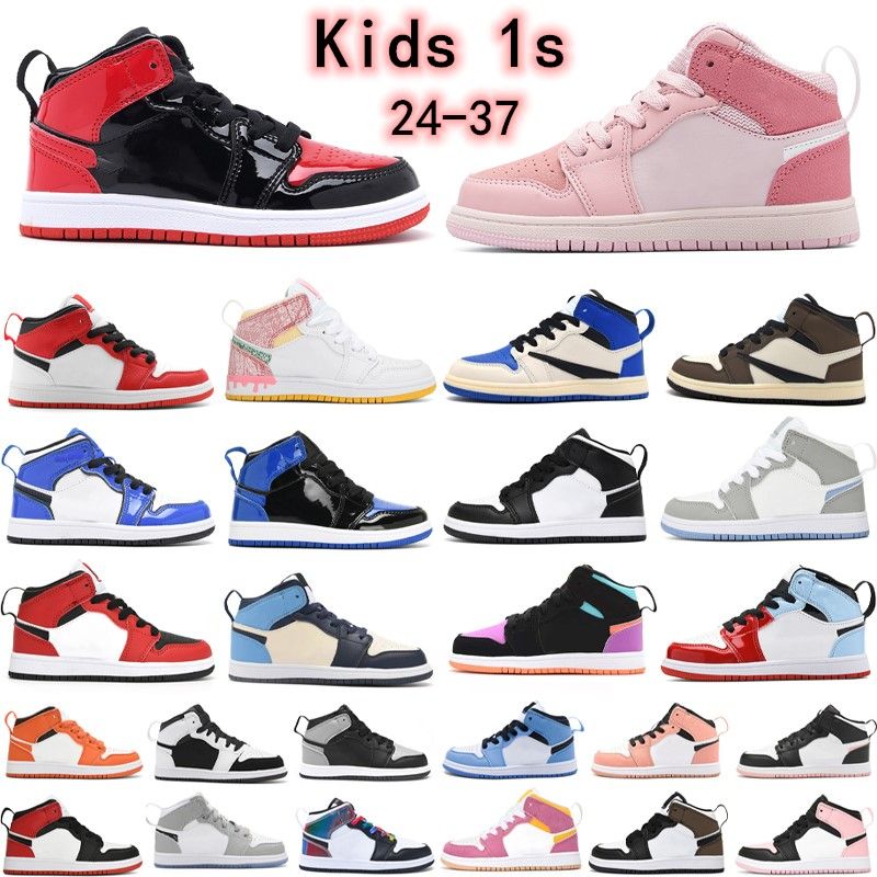 

kids shoes 1s toddler 1 shoe Children boys basketball black mid sneaker Chicago designer blue trainers baby kid youth infants Sports Athletic size 24-37