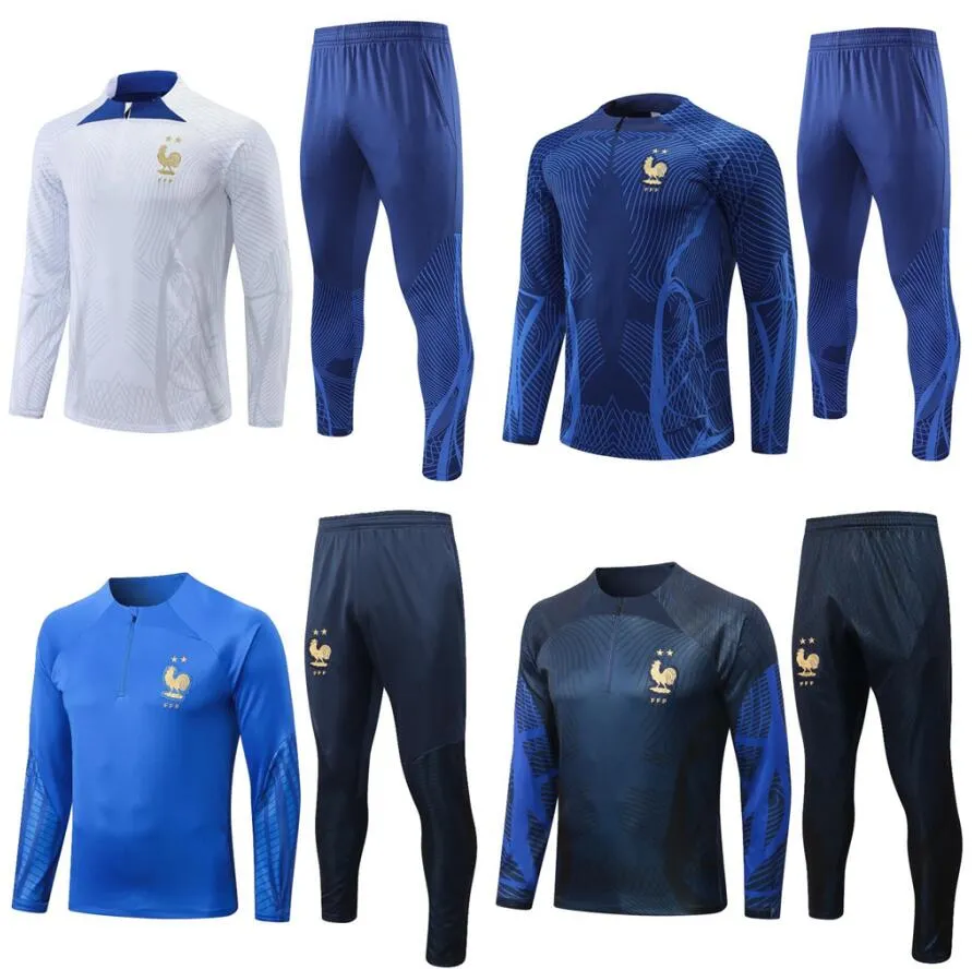 

french adult tracksuit kids kit set world cup mbappe survetement football jogging Equipe de 22 23 soccer training suit child boy set long sleeve, 17