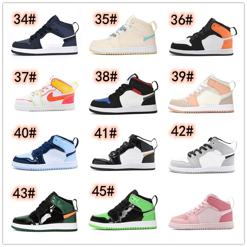 2023 Nouvelle couleur chaussures pour enfants 1s enfant en bas âge 1 chaussure enfants garçons basket-ball noir mi sneaker Chicago designer bleu