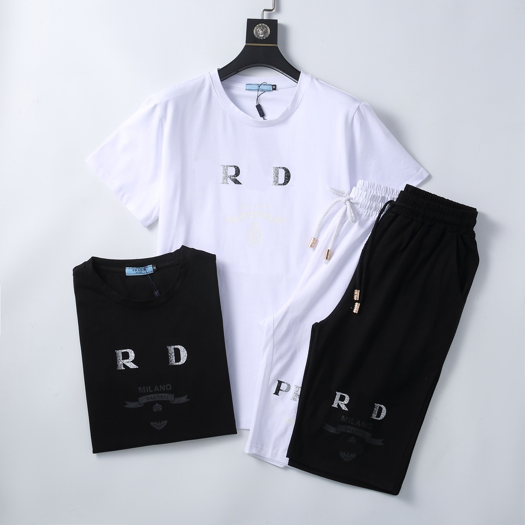

Designer Men's Tracksuits two-piece short sleeve suit black and white triangle board 100% cotton luxury classic letter fashion multi-style sports clip3XL