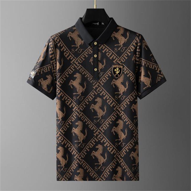 

Men's Polo Shirt with Animal Pattern Edge Men's Designer Classic Fashion Casual Hip Hop T-shirt Summer, Brown