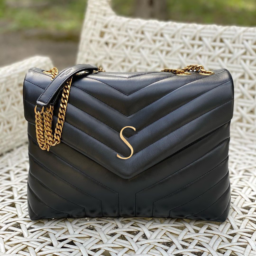 

LOULOU Chain Genuine leather Luxurys Designers yslity bags quilted womens mens man Shoulder Totes Clutch Cross Body famous handbags lady hand Shape Flap Evening bag, Khaki silver