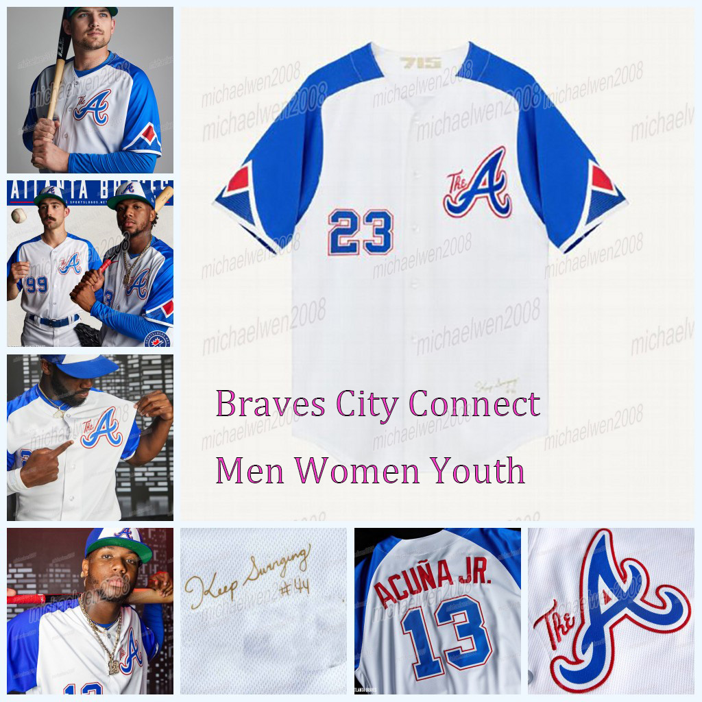 

Braves 2023 City Connect Jersey Atlanta Aaron Austin Riley Michael Harris II Matt Olson Ronald Acuna Jr. Eddie Rosario Marcell Ozuna Spencer Strider Max Fried, Men cool base(city connect)