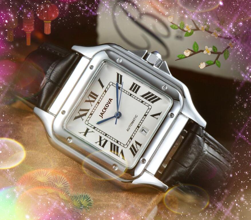 

Popular luxury tank solo square roman watches Mens Leather Band Quartz Movement Clock Gold Silver Leisure Bracelet Wristwatch Nobel Male Nice Perfect Quality Gifts, As pic