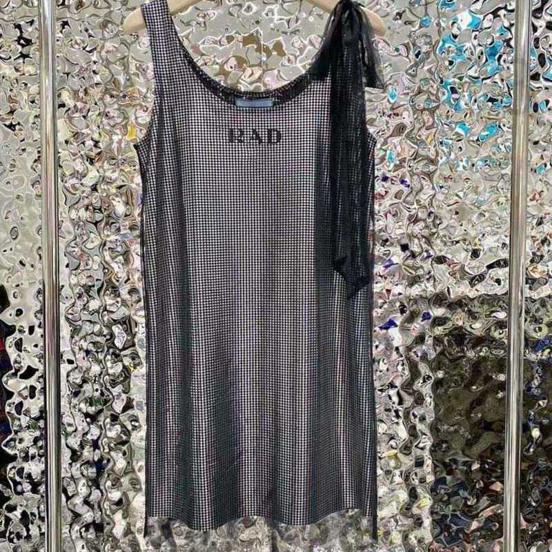 

Casual Dresses Designer women brand vest sling skirt new style crystal diamond chiffon Net yarn skirts clothing QXZK, Black