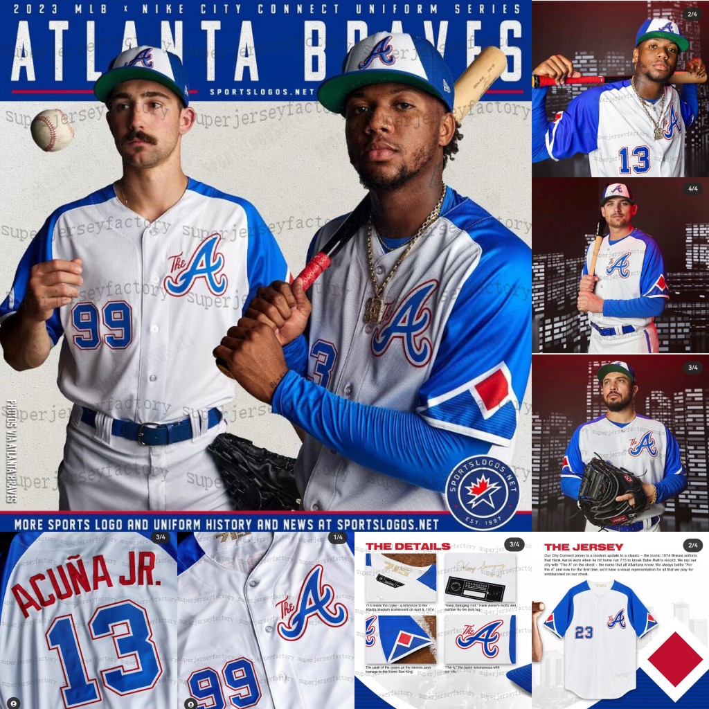 

Braves Ronald Acuna Jr. 2023 City Connect Jersey Atlanta Austin Riley Spencer Strider Matt Olson Max Fried Ozzie Albies Eddie Rosario Travis d'Arnaud Tyler Matzek, Flexbase