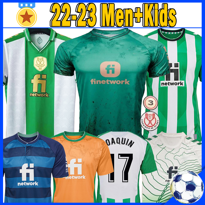 

22 23 Real Betis Soccer Jerseys Copa del Rey champion CANALES 2022 2023 Fourth FEKIR LOREN JOAQUIN B. IGLESIAS JUANMI GUARDADO Goalkeeper Kids kits set football shirts, Beidisi 22-23 fourth