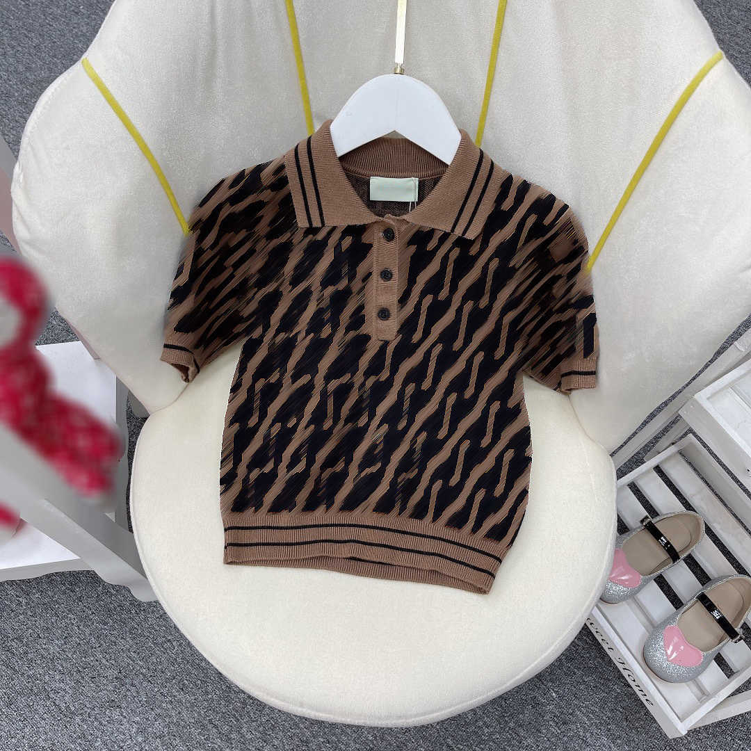 

23ss girls clothes pullover short sleeve t-shirt designer kids polo shirt child tshirt toddler tee knitting lapel pullover Classic logo High quality kids clothes, 10