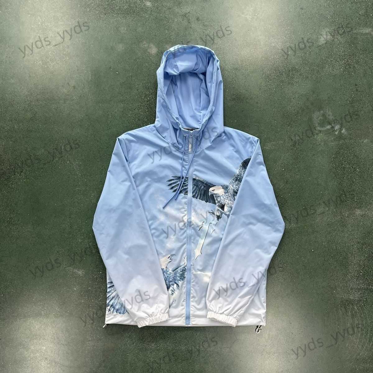 

Men's Jackets Trapstar Eagle Trench Gradient Blue Hooded Embroidery Street T230327, Sky blue