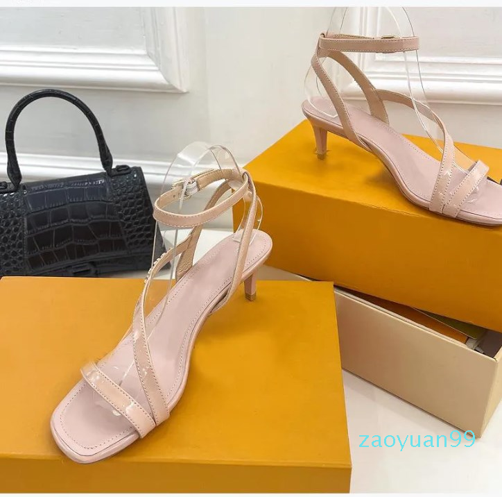 

womens Sandals High heels Slippers Genuine leather New Women/mens Sandals women Shoes Summer party Outdoor Designer high quality L-Log0 size 35-40 L-001-1, Black