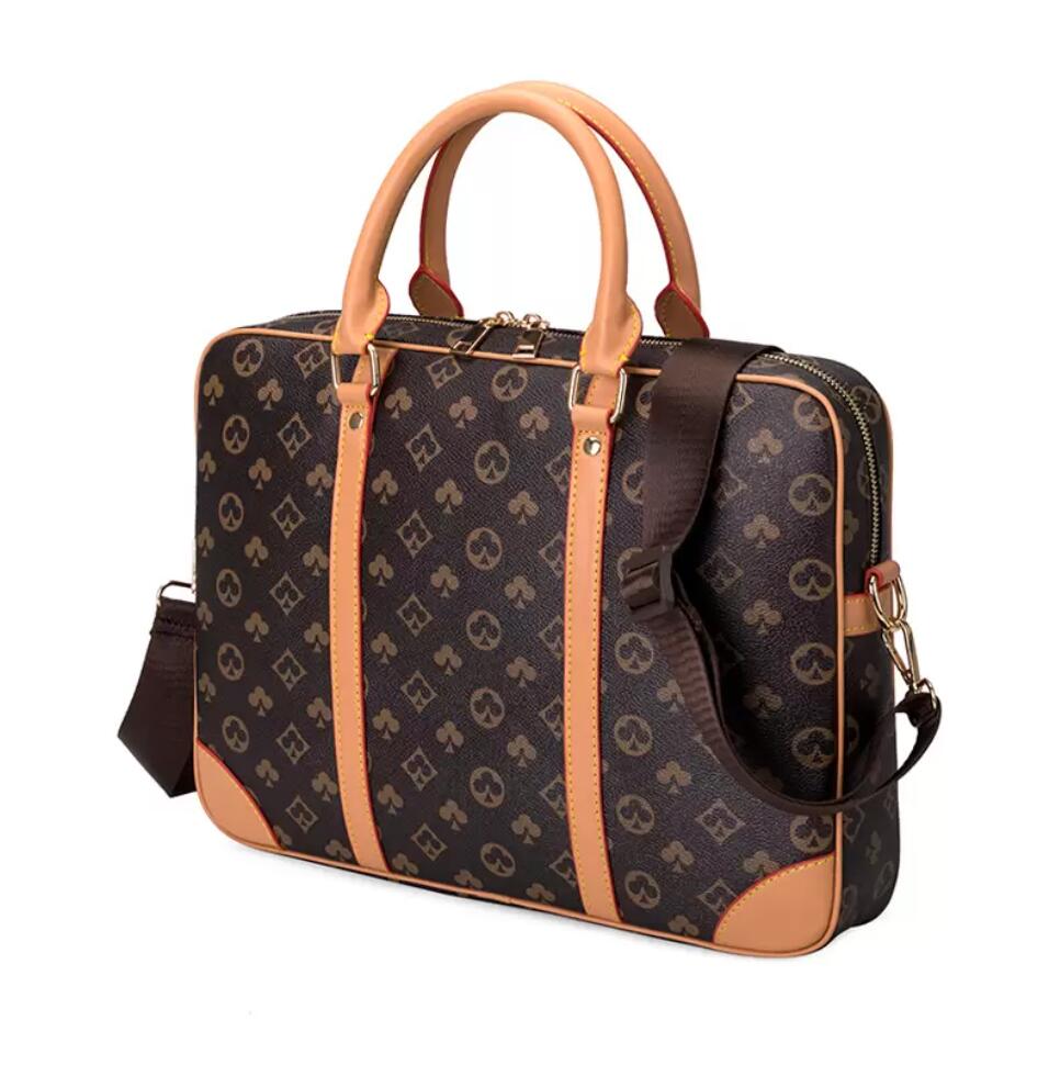 

new men briefcase luxury business package hot sales laptop bag leather messenger package clutch handbag OL Business file storag women, Brown plaid