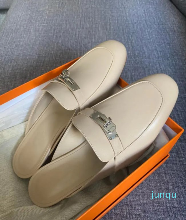 

2023Women loafer flats shoes casual shoe oz mule lizard leather and Lock Kelly buckle Mules luxury design summer pop flat outdoor woman Box 35-41, 01