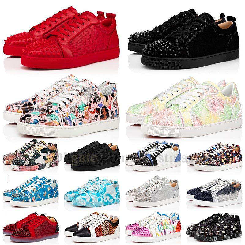 

2023 original Red Platform Casual Shoes Bottoms Loafers Rivets Low Studed Designer Shoe Mens Womens dhgate red bottomes Sneakers Trainers Men Big Size us13, (28)