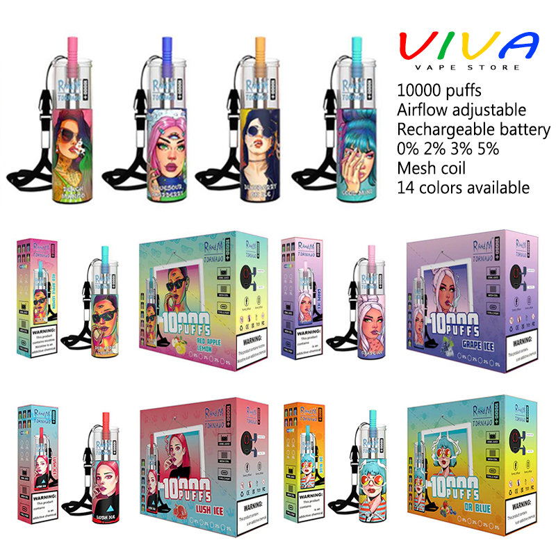

Authentic RandM Tornado 10000 Plus E Cigarette R and M 10K Puffs Disposable Vape Pen Device Rechargeable Mesh Coil 20ml Pods Carts Vapes 14 Colors