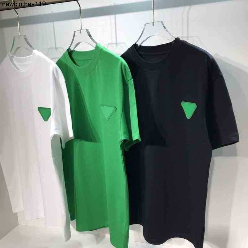 

Man' T shirt BV designer shirts Bottega classic brand Bottega Venet Summer New Bv Green Triangle Leather Label Pure Cotton Short Sleeve Round Neck Loose T-shirt, Bv leather triangle white