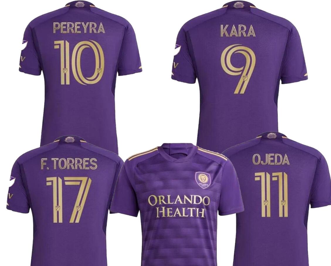 

Orlando city 2023 Soccer Jerseys 23-24 Customized 9 KARA 10 PEREYRA 11 OJEDA 17 F.TORRES kingcaps Custom Football sportswear, 23-24 home