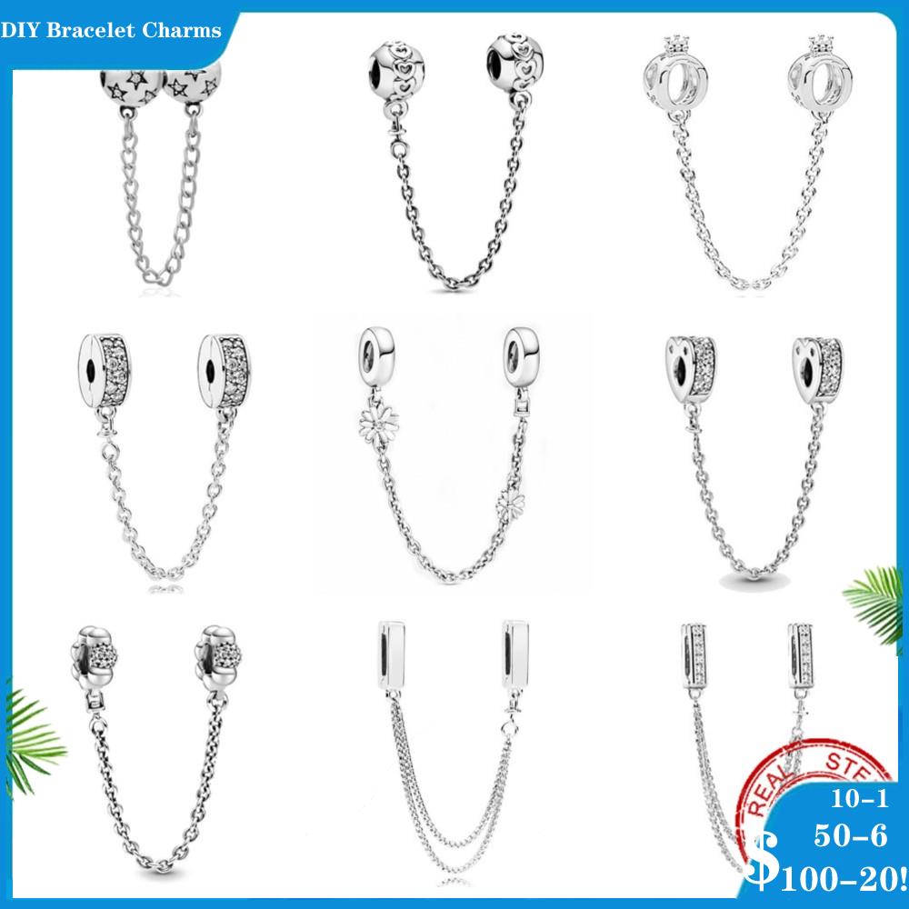 

925 siver beads charms for pandora charm bracelets designer for women shiny love tree safety chain