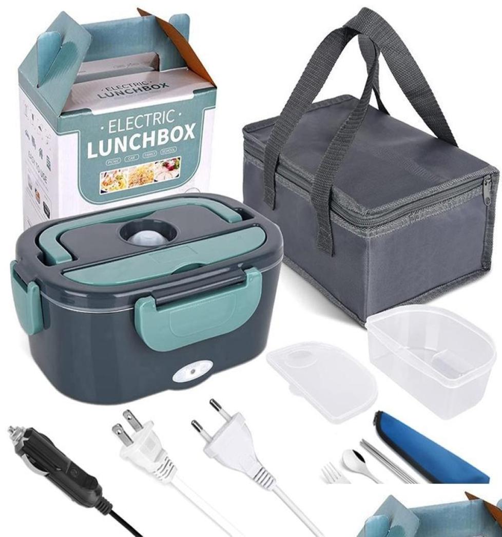 

Lunch Boxes 2 In 1 Home Car Dual Use Electric Lunch Box Stainless Steel 12V 24V 110V 220V Food Warmer Container Heating Lunchbox S7276013