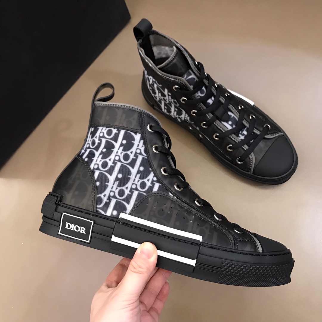 Dior B23 Sneakers Men Women Casual Shoes Vintage Oblique Trainers Letter Sports Shoes Black White Canvas Shoes With Box Dust Bag Size 35-46-image-854234859