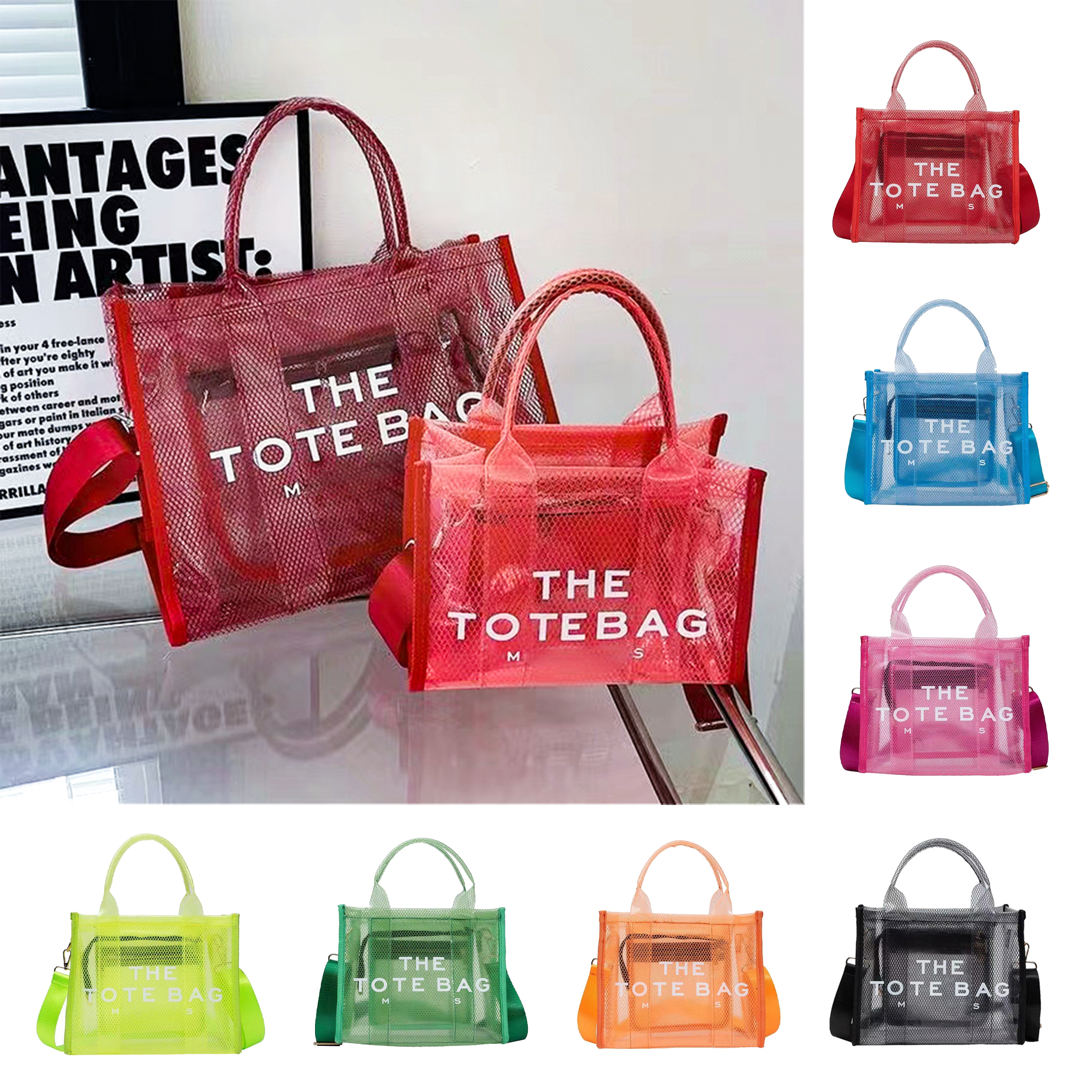 

Fashion weekend marc the tote Shopping marc jocobs bag luxury handbags ABS clear Beach clutch shoulder Designer bag Womens Mens sling lady travel bags cross body bags, Black