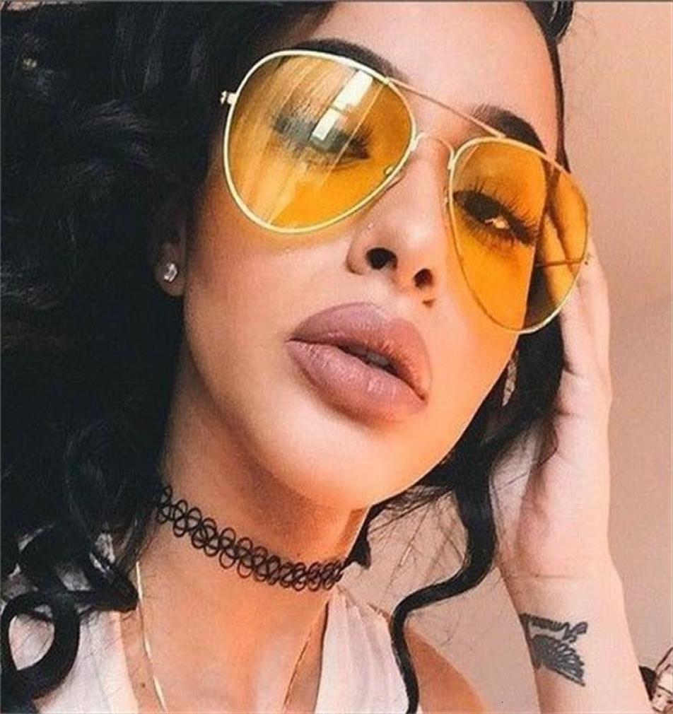 

Yellow Pilot Glasses Women Night Vision Driving Big Car Eyeglasses Frames Eyewear Gafas Oculos2995094