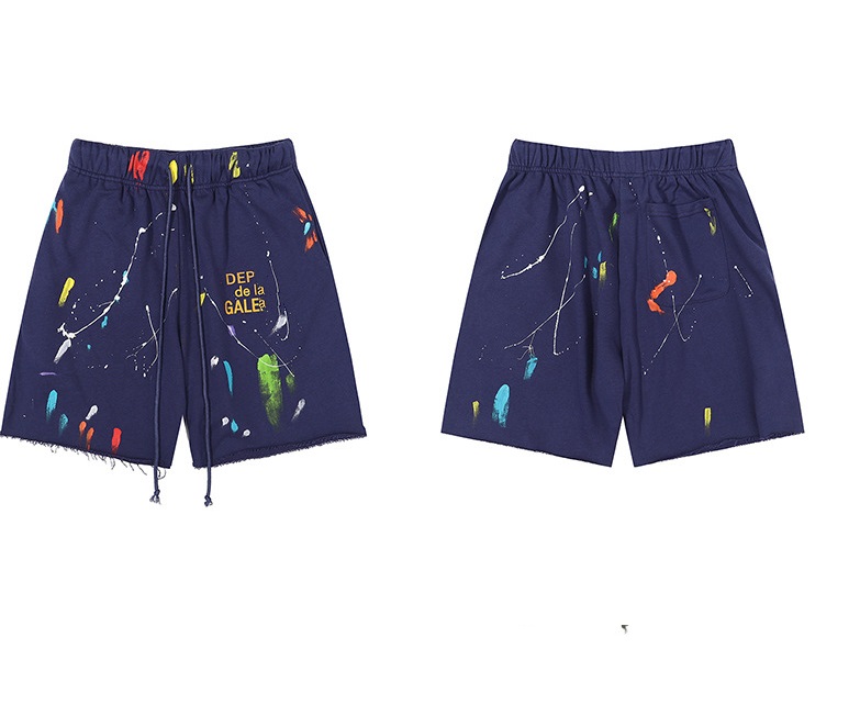 

Brand Shorts Mens Designer Pants Dept Speckled Ink Hand-Painted Casual Running Shorts For Men Hip Hop Drawstring Straight Unisex Pants Blue, Extra
