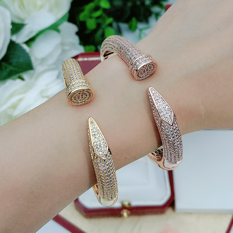 

BIG Nail bangle Rough clou bangle for woman diamond designer Gold plated 18K T0P quality official reproductions fashion classic style jewelry exquisite gift 002
