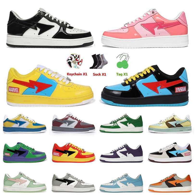 

2023 2022 Bapesta Baped men casual shoes Designer Bapesta Sk8 Sta Platform Sneakers Dunks Vintage Patent Leather Black Plate-forme Trainers, A30 nostalgic burgundy grey