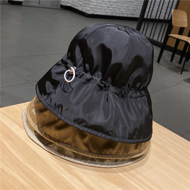 

HBP Adjustable Hats Wide Drawstring Brim Fishing Bucket Hat Women UV Protection Bob Fisherman Hat Breathable Outdoor Cycling Solid Color Sunhat P230327