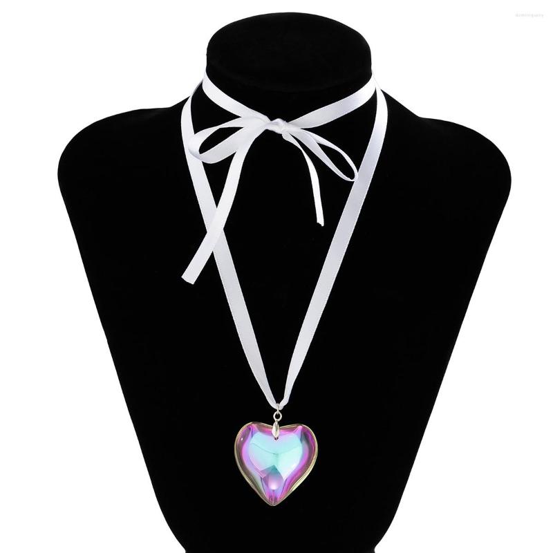 

Choker DIEZI Sweet Cool Big Heart Pendant Necklace For Women Girls Fashion Korean White Black Rope Chain Statement Jewelry