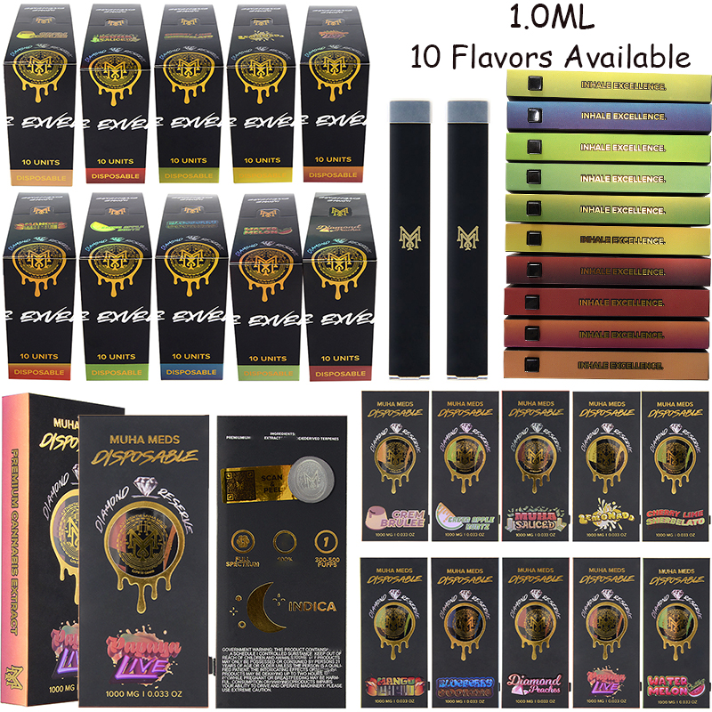 

Muha Meds 1.0ml E Cigarettes Diamond Reserve Disposable Vape Pen Cartridges Package Rechargeable 10 Flavors Available Wax Vaporizers Empty Pens