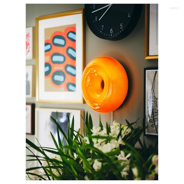 

Wall Lamps Donut Orange Decoration Glass Lamp Nordic Bedroom Bedside Study Personality