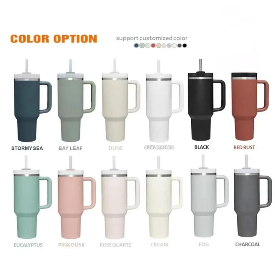 40oz Stainless Steel Tumblers Mugs With Silicone Handle Lid Straw 2nd Generation Big Capacity Travel Car Cups Outdoor Vacuum Insulated Water Bott-image-759824452