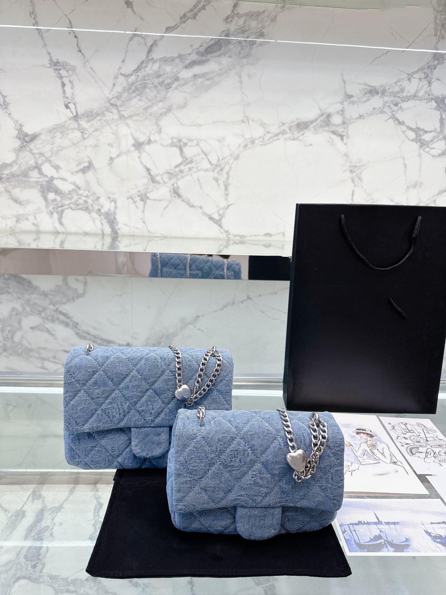 

Denim bag Women's crossbody bag designer bag underarm bag chain bag single shoulder bag Love adjustable buckle denim bag new camelot pattern casual bag, Customize