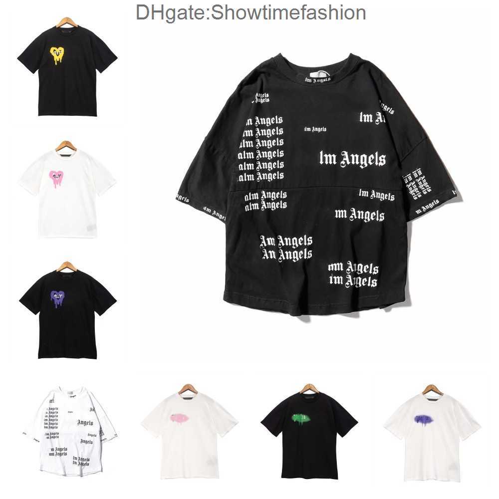 

23ss Men's Tshirts t Shirt Palms Palmangel City Designer Limited Inkjet Graffiti Letter Printing Women's Sailboat Short-sleeved Casual Y77H, 13