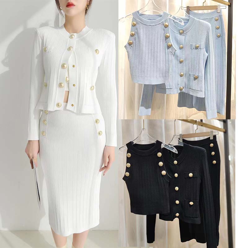 

Women Two Pieces Dress Sets Luxury Desginer Models Slim Shape Design Office Lady Outfit Business Clothes Formal Skirt Set, 4-1