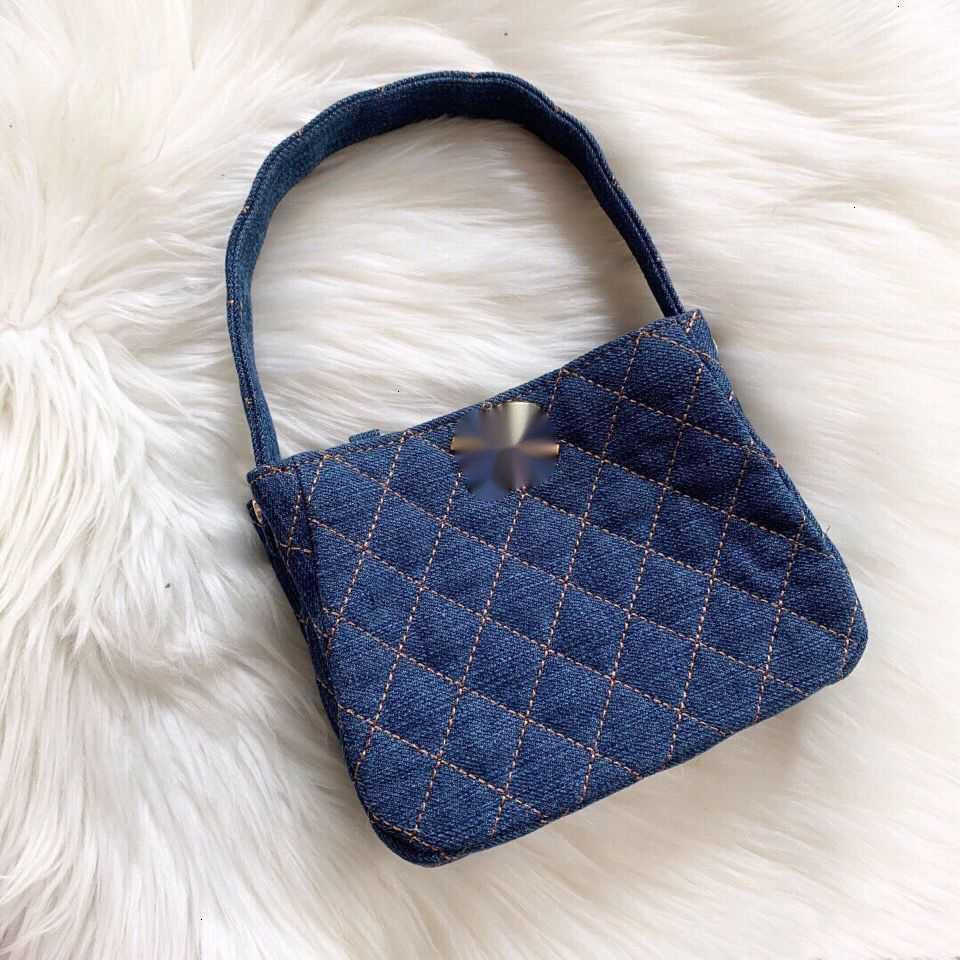 

Evening Bags Small Fragrance Out of Print Vintage Denim Gift Diamond Double Star Underarm Bag 2J6A, Sky blue