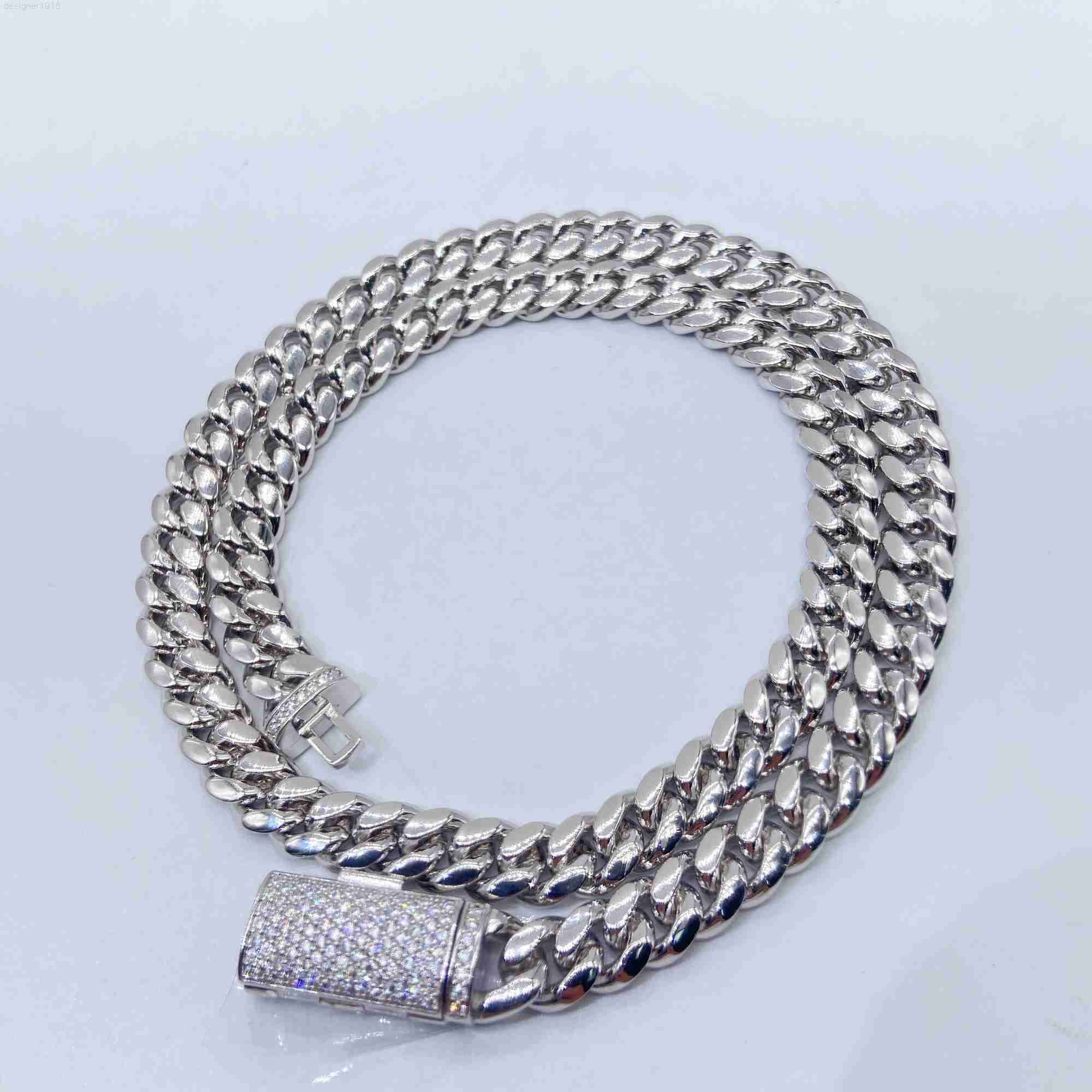 

Ready to Ship Moissanite Clasp Lock Miami Thick 8mm Sterling Silver 925 Cuban Link Chain Necklace