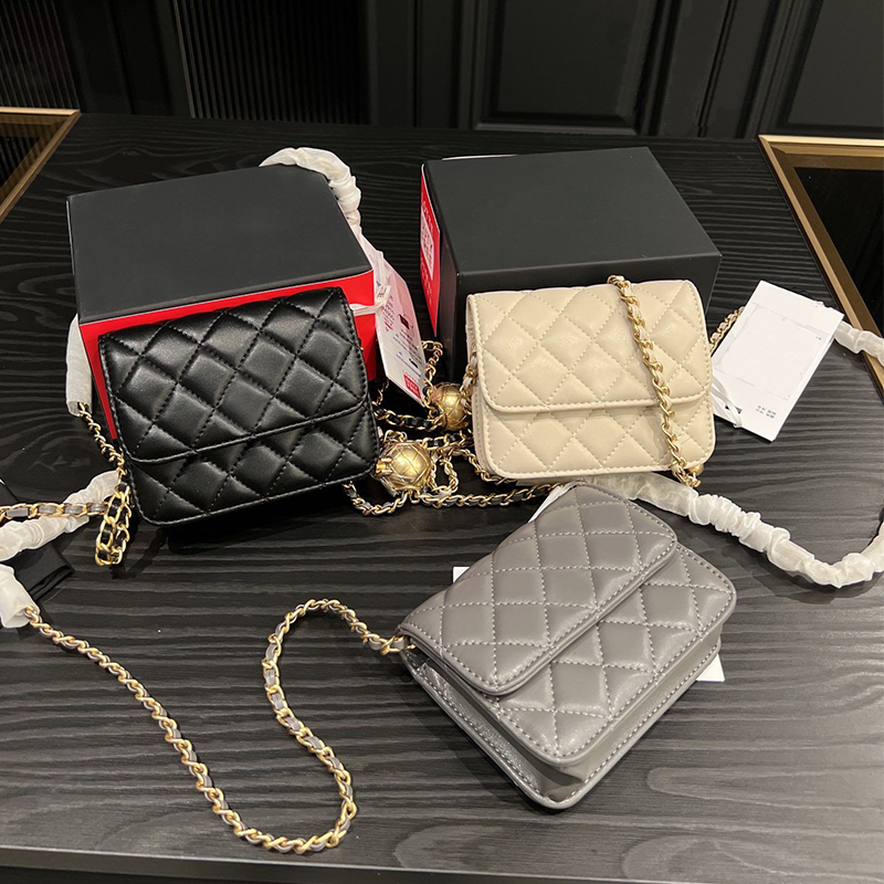 

Designer bags Crossbody bag Women's Luxury Mini lattice canvas tote handbags Luxurys clutch Flip closure Shoulder hobo Purses the chain golden ball lipstick bag, Black