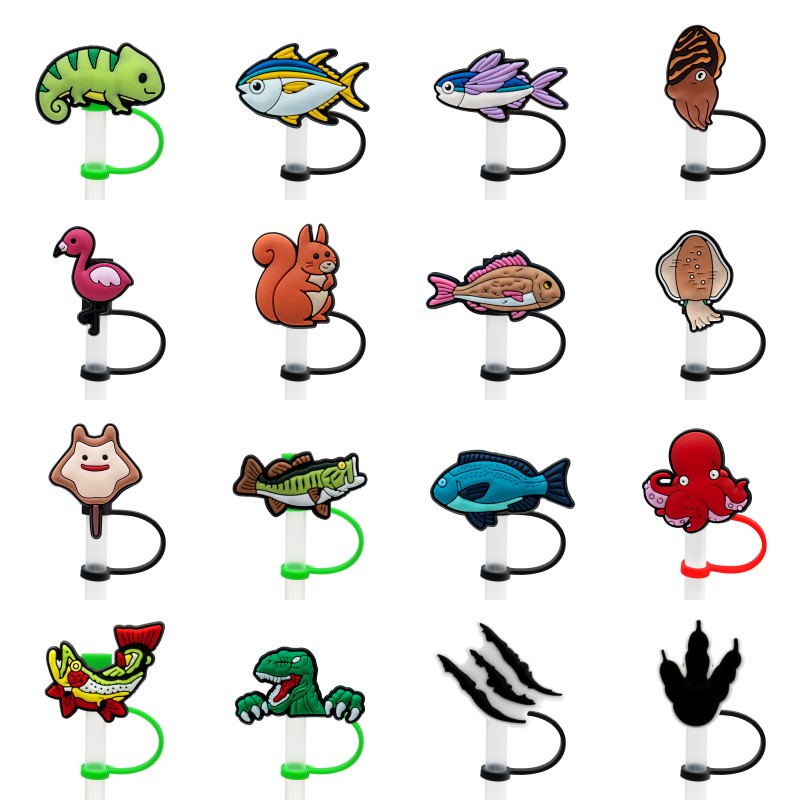 

animals straw cover topper silicone accessories cover charms reusable splash proof drinking dust plug decorative DIY your own 8mm straw