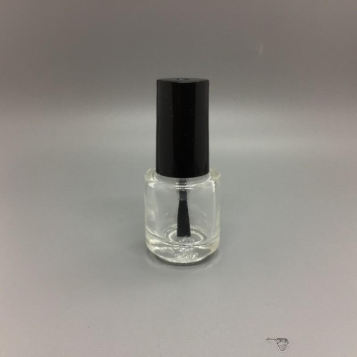 5ml Round Shape Refillable Empty Clear Glass Nail Polish Bottle For Nail Art With Brush Black Cap