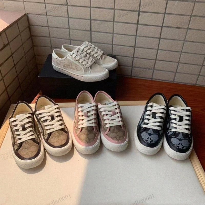 

2023 Coach High Canvas Casual Shoes High Quality Leather Luxury Designer Women Shoe Pink Lace Up Rubber Sole Stretch Cotton Low Womens Sneakers 35-41 e8Q9#
