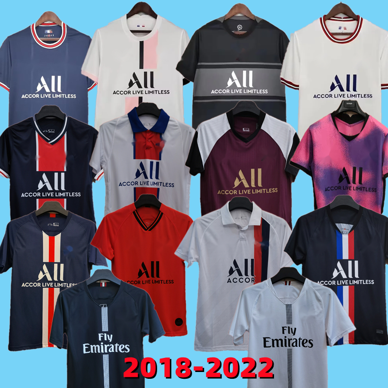 

Retro classic 18 19 20 2021 soccer jerseys 2022 VERRATTI DI MARIA LAVEZZI DRAXLER CAVANI KIMPEMBE MBAPPE T.SILVA DANI ALVES MATUIDI LUCAS football shirt Men PSgS, 19-20 away