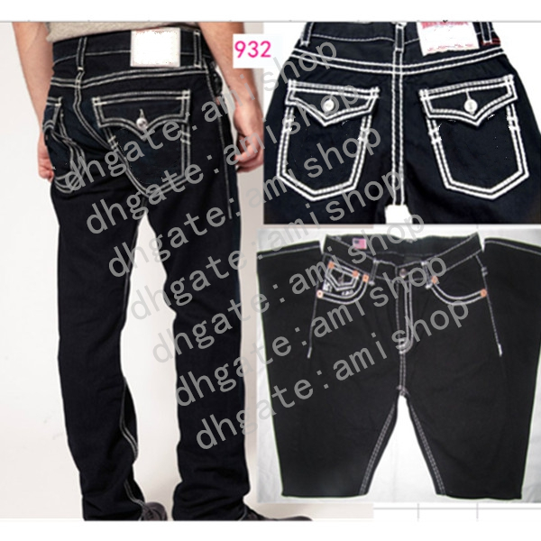 

Men's True Jeans Long Trousers Mens Coarse Line super religion Jeans Clothes Man Casual Pencil Blue Black Denim Pants black ripped jeans M2918
