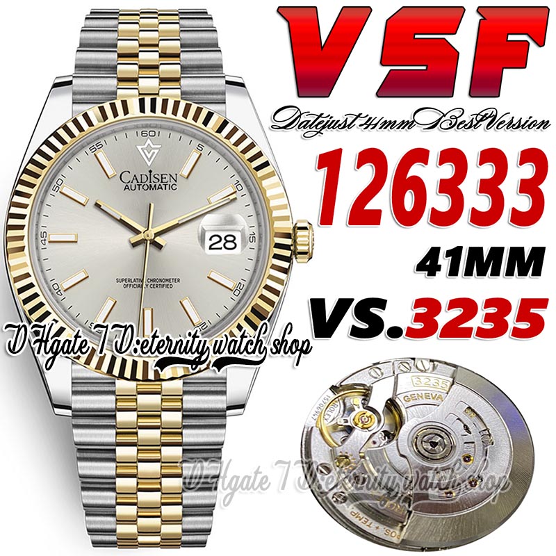

2023 sbf126333 DD3235 VSDD3235 Automatic Mens Watch 41MM Fluted Bezel Silver Dial Stick Yellow Gold Two Tone 904L Steel Bracelet Super Edition eternity Watches, Watch waterproof cost