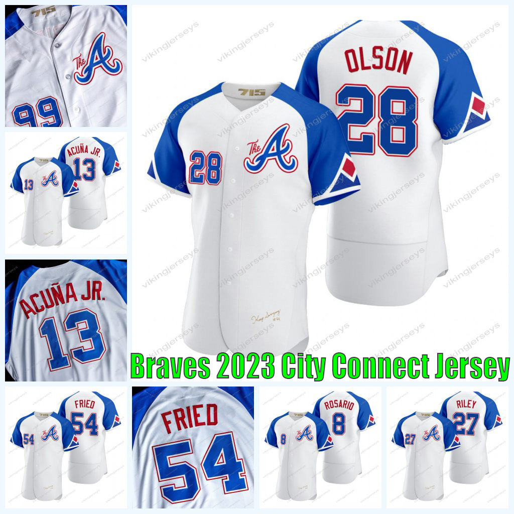 

2023 Braves City Connect Jersey Matt Olson Ronald Acuna Jr. Spencer Strider Austin Riley Sean Murphy Max Fried Ozzie Albies Marcell Ozuna Michael Harris II Atlanta, 2017 white