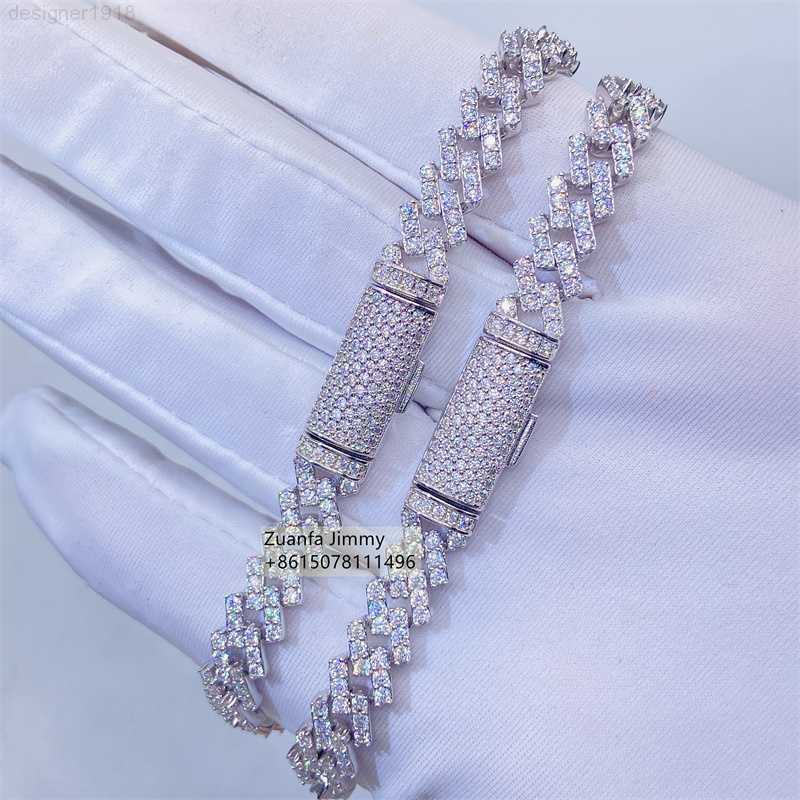 

7mm One Row Moissanite Iced Out Diamond White Gold Color Chain Necklace 925 Sterling Silver Miami Cuban