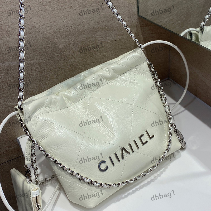 

Classic Designer Women22 Garbage Bag Bucket Bag Hardware Metal Ringer Leather Handbag Cross Body Vintage Shoulder Bags Diagonal Span Bag Key Coin Bag Makeup Box 20cm, Black
